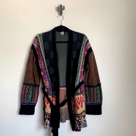 Anthropologie Sweaters - Anthropologie Akemi + Kim Colorful Cheetah Tie Wool Blend Cardigan